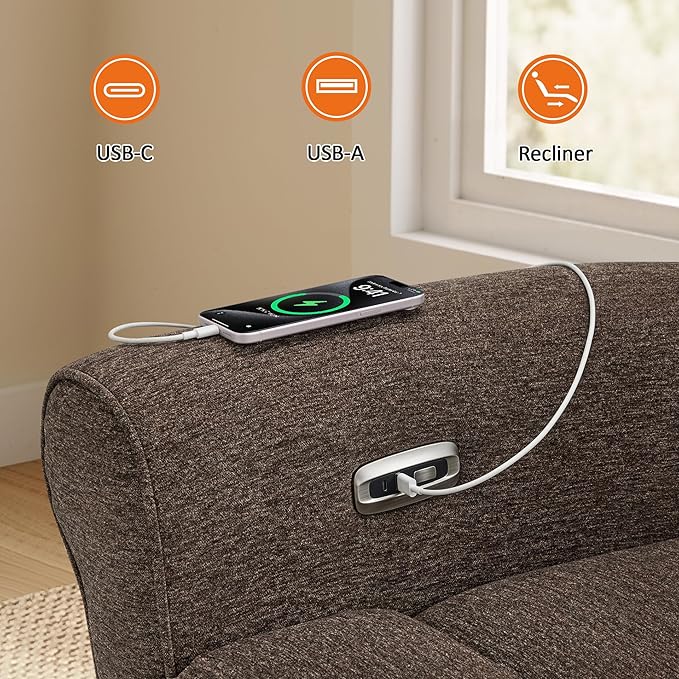 MCombo 87.8" Wall Hugger Power Reclining Sofa, 3-Seat Triple Recliner Couch
