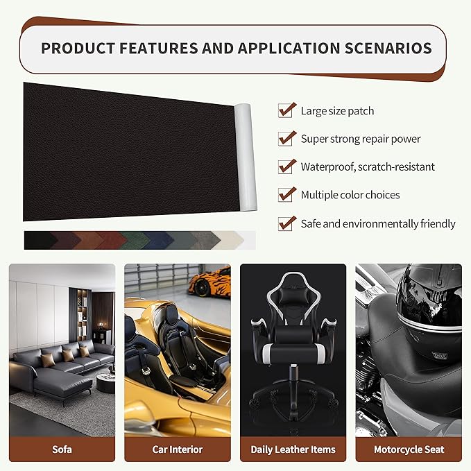 ONine Leather Repair Patch, Self-Adhesive Couch Patch