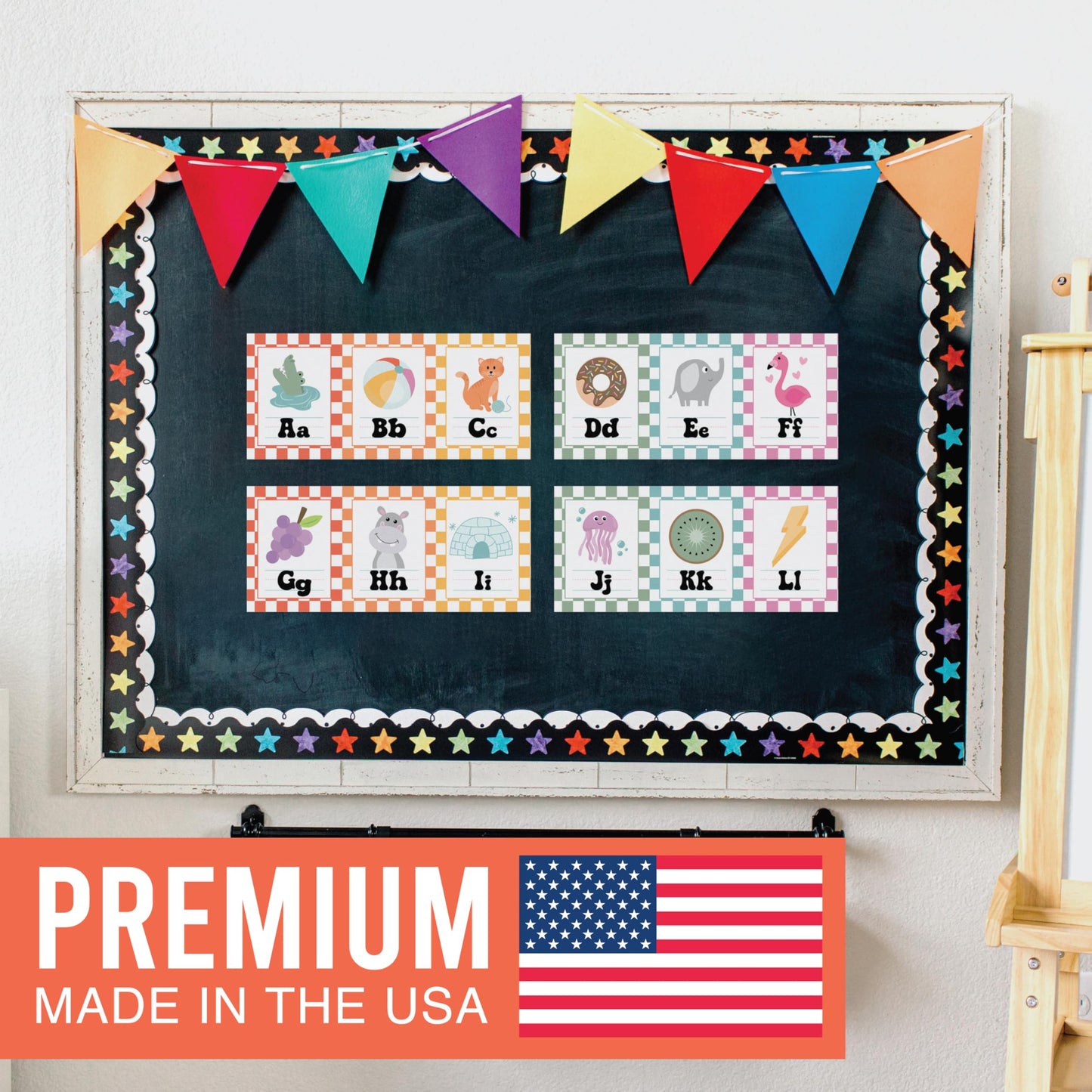 Hadley Designs Alphabet for Classroom Wall Decor - ABC Posters for Classroom Wall Chart Preschool & Kindergarten, ABC Letters & Number Line Elementary, Alphabet Cards, Retro Classroom Decor
