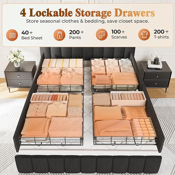 PRAISUN Bed Frame Queen Size