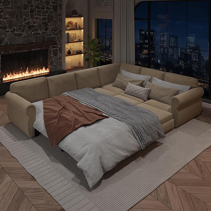 118" L-Shaped Sleeper Couch Bed