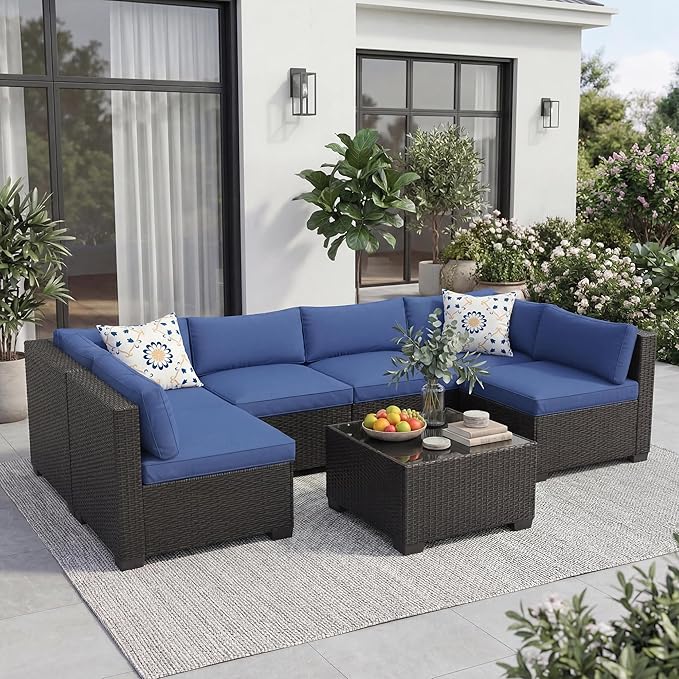 Garvee 7-Piece Outdoor Sectional Furniture Set, Patio Furniture Sets