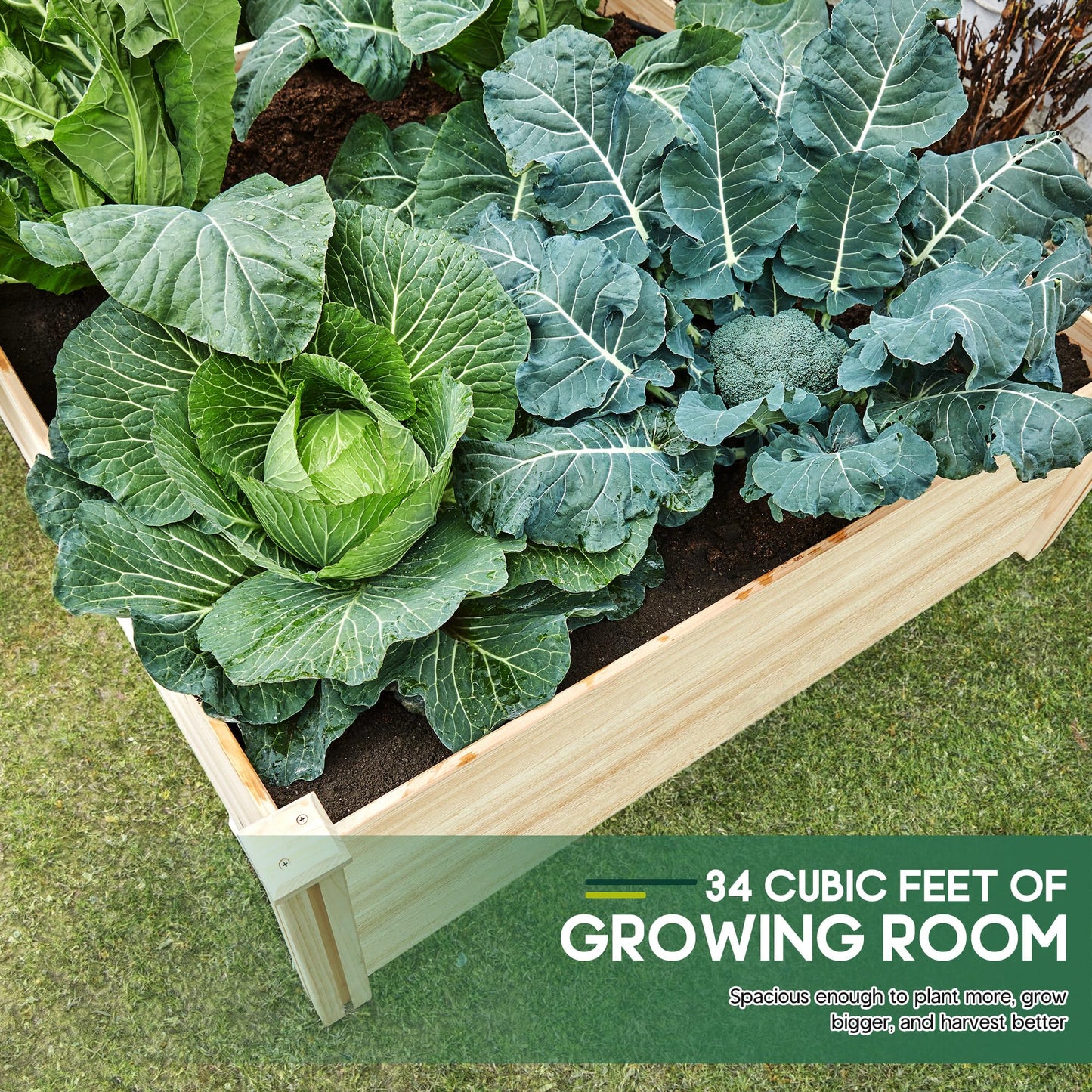 AMERLIFE 8x4 Ft Wood Raised Garden Bed, Durable 15 Inch Depth Planter Box for Vegetables, Herbs, and Flowers, Ideal for Outdoor Gardening with Open Base