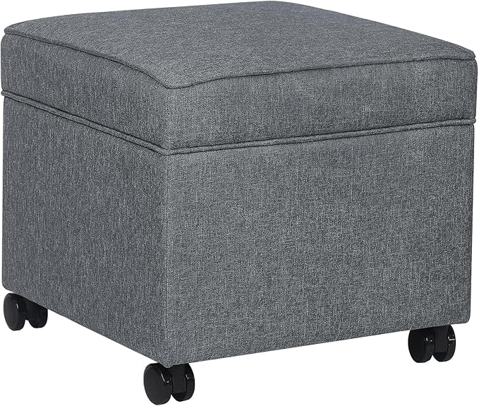 Adeco 17.5" Square Fabric Ottoman