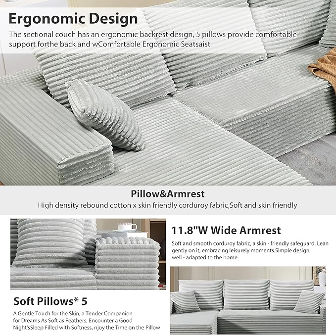 107.5" Cloud Sectional Couch
