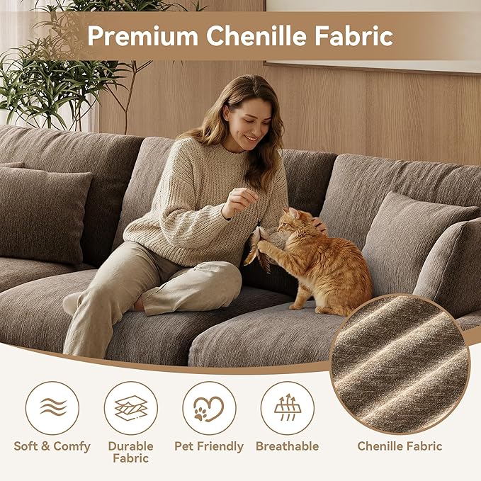 WorthFurni 140” Oversized Cloud Sectional Couches