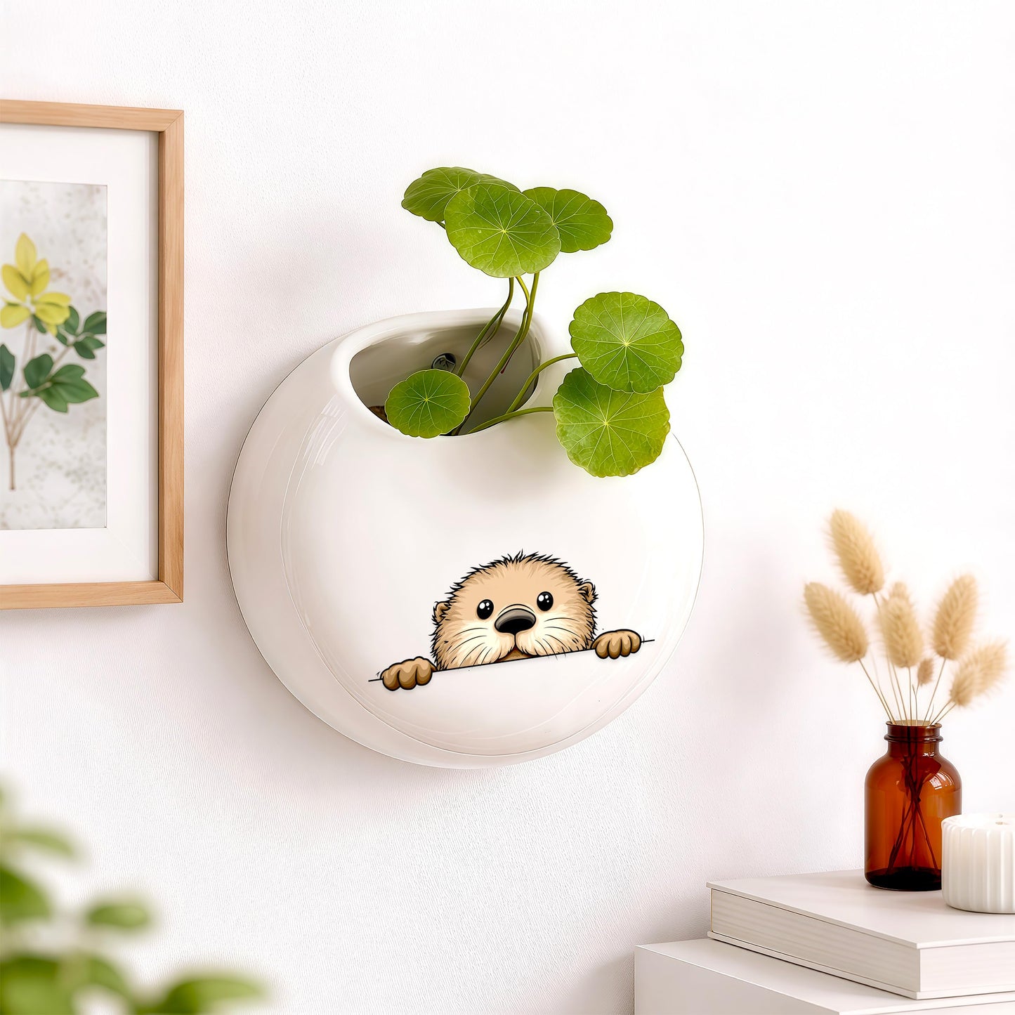 BJDAMAI Sea Otter Small Wall Planters for Indoor Outdoor Pots Ceramic, Gifts for Women Teens Girls Kids, Sea Otter Lovers Themed Gifts Decor Stuff Things Items!