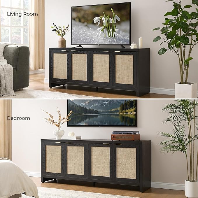 SICOTAS TV Stand for Living Room Boho Entertainment Center for Bedroom