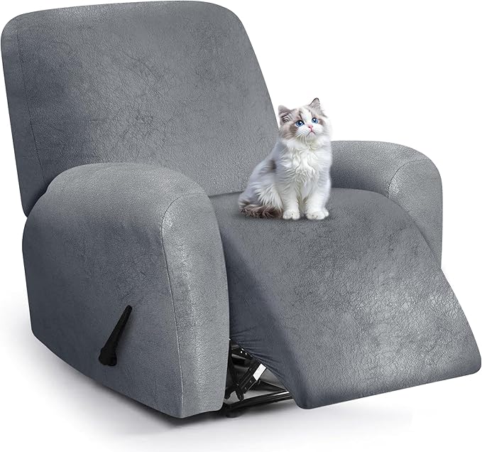 ANARACHON Leather Look Recliner Chair Covers, 4-Pieces Stretch Recliner Cover