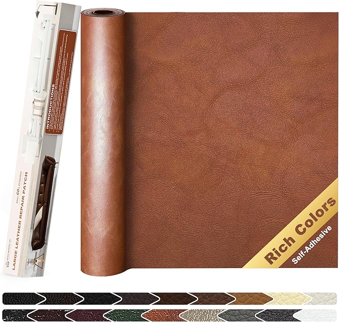 KING MOUNTAIN Leather Repair Patch, 12 x 60 Inches self Adhesive Leather Repair