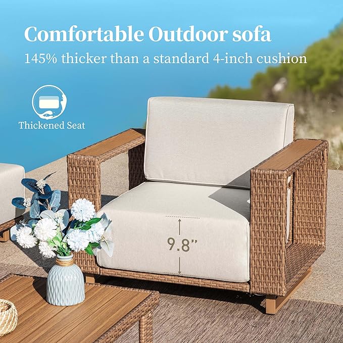 SUNSHINE VALLEY L Shaped Patio Furniture, Outdoor Sectional Sofa