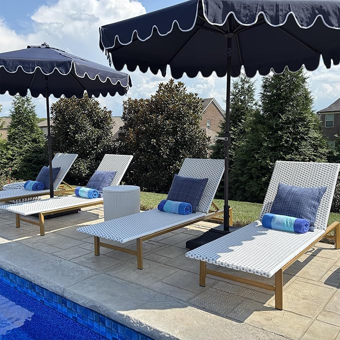 PURPLE LEAF Extra Wide Patio Chaise Lounge Set of 2 Outdoor Lounger French PE