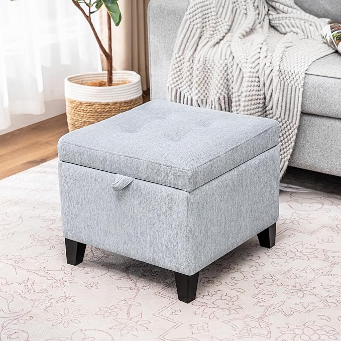 Adeco 18-inch Linen Storage Ottoman