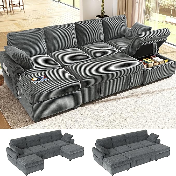 Ihanherry 6-Seater Large Sectional Sofa Bed
