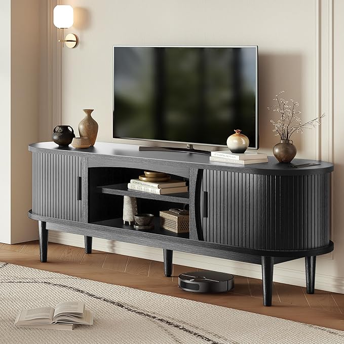 Decofy Mid Century TV Stand for TVs up to 70 Inches, Entertainment Center