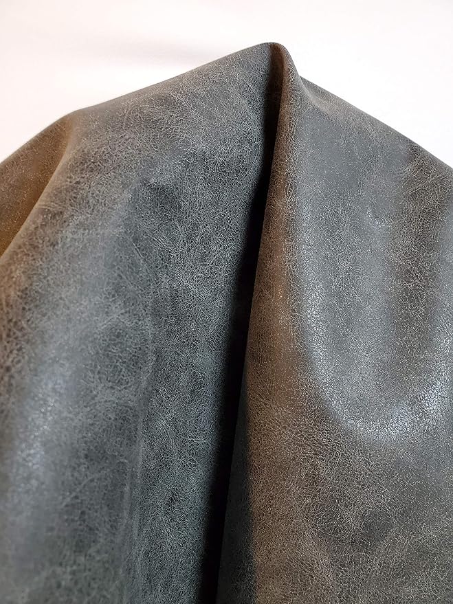 NAT Leathers | Gray Distressed 2 Tone Oily Faux Vegan Leather PU | 2 Yard Cut