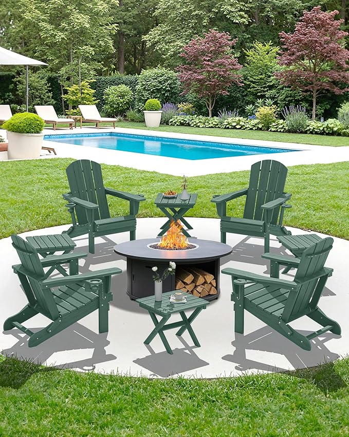 SERWALL Folding Outdoor Side Table Set of 4, Small Adirondack Side Table