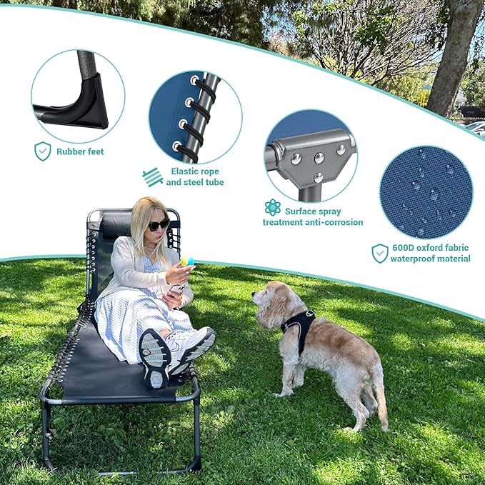 #WEJOY Folding Lounge Chair Outdoor, 5-Position Adjustable Sunbathing Tanning