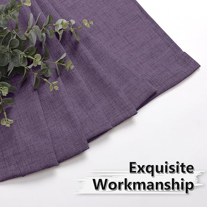 Tollpiz Linen Curtains Living Room Rod Pocket Semi Sheer Curtain Burlap Light Filtering Thick Linen Drapes for Bedroom, 38 x 63 inches Long, Royal Purple, Set of 2 Panels