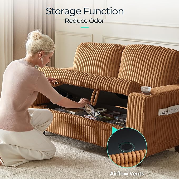 LINSY HOME Loveseat Sofa with Storage