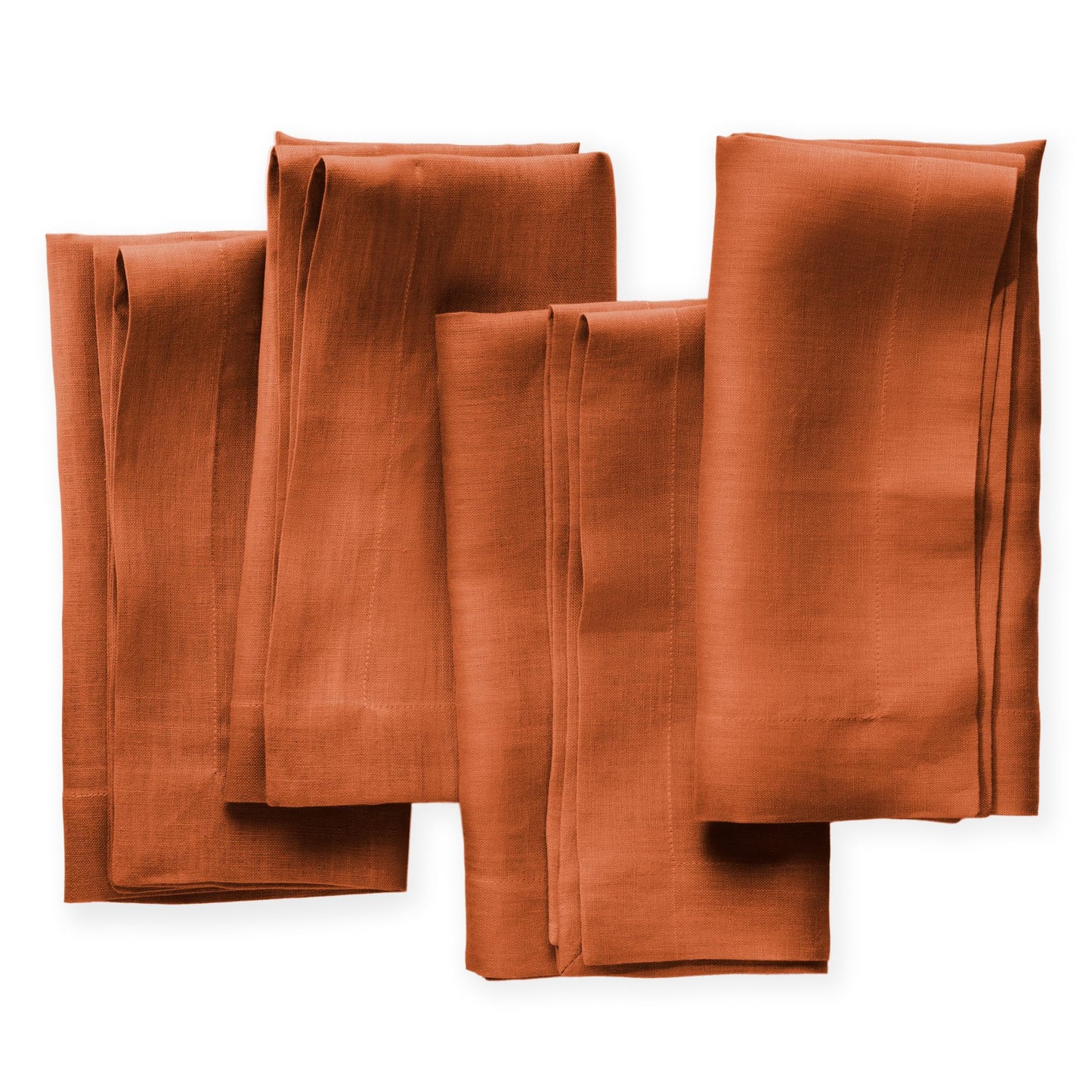 Linen Napkins Set of 4-100% Pure Linen Burnt Orange Dinner Napkins 20 x 20 inch - Cloth Napkins Washable with Mitered Corners for Fall, Halloween, Thanksgiving and Autumn Holiday