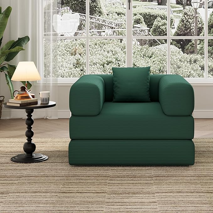BSHOMGI Folding Sofa Bed, 2 in 1 Convertible Sofas to Lounger Comfy Single Bean