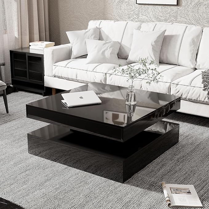 HedoAjim Black LED Coffee Table
