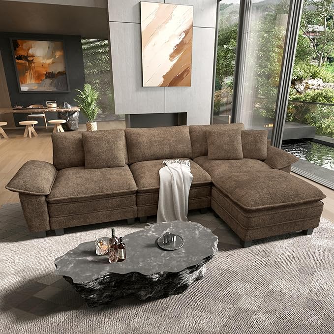 HERA'S HOUSE 124" Modular Sectional Sofa, Oversized L Shaped Couches