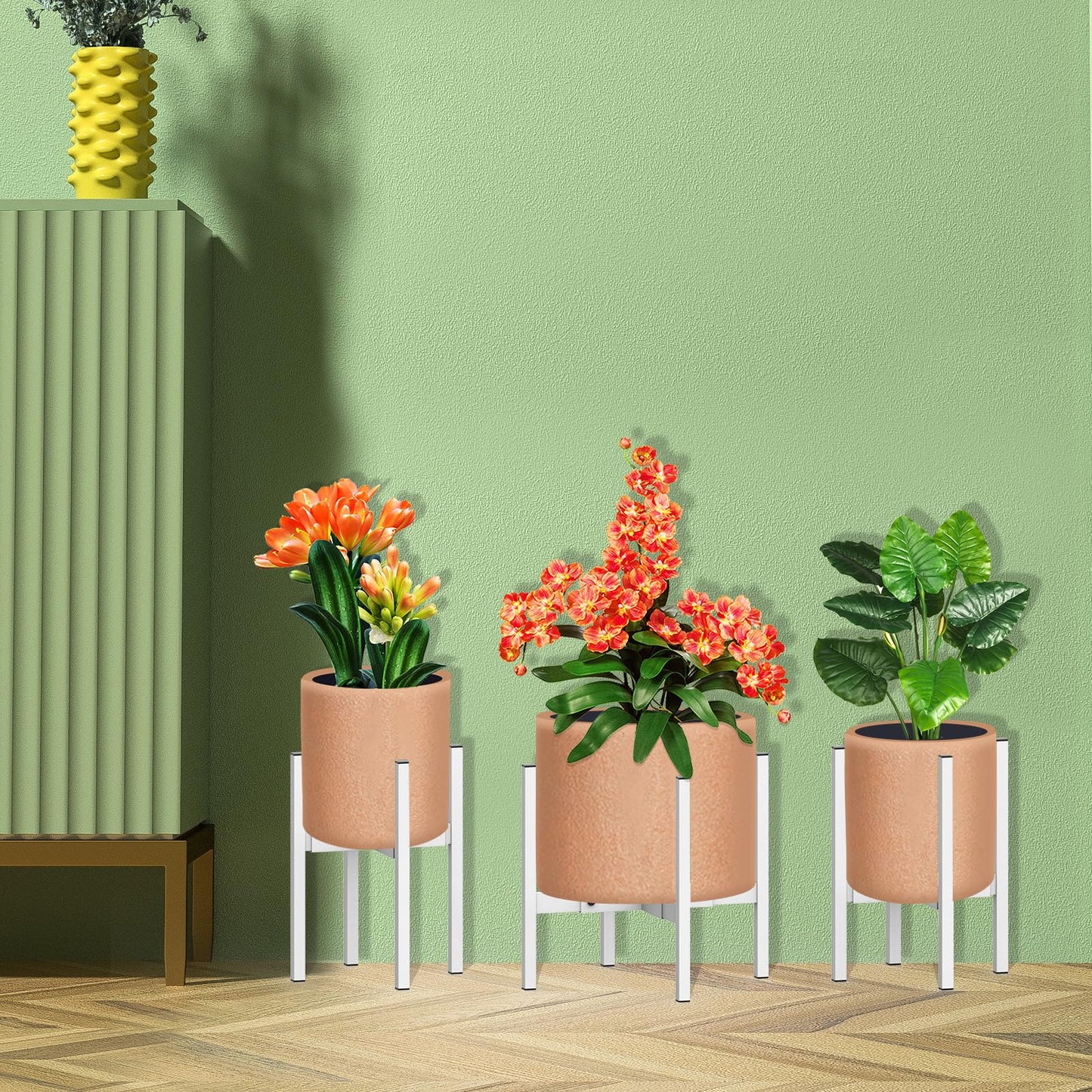 DDPow Heavy Plant Stand for 10"-16" Plant Pot Indoor Outdoor Corner, Adjustable Metal Heavy Duty for Large Pot (White 1 Pack)