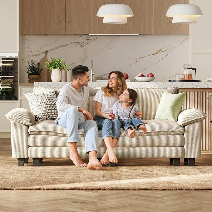 LINSY HOME 90" Modular Cloud Love Seat Sofa, Corduroy Soft Sectional Couch