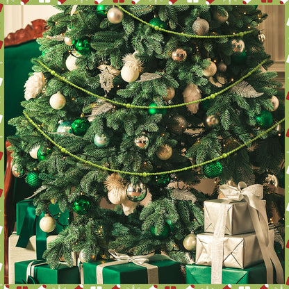 12 Feet Summer Christmas Wooden Beads Garland Round Craft Farmhouse Vintage Christmas in July Wood Bead Garlands for Xmas Supplies(Green)