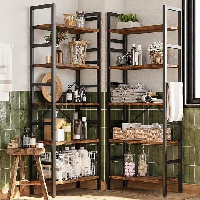 INNOD 70x70 Triple 5 Tier Book Shelf, Large Wooden Bookcase