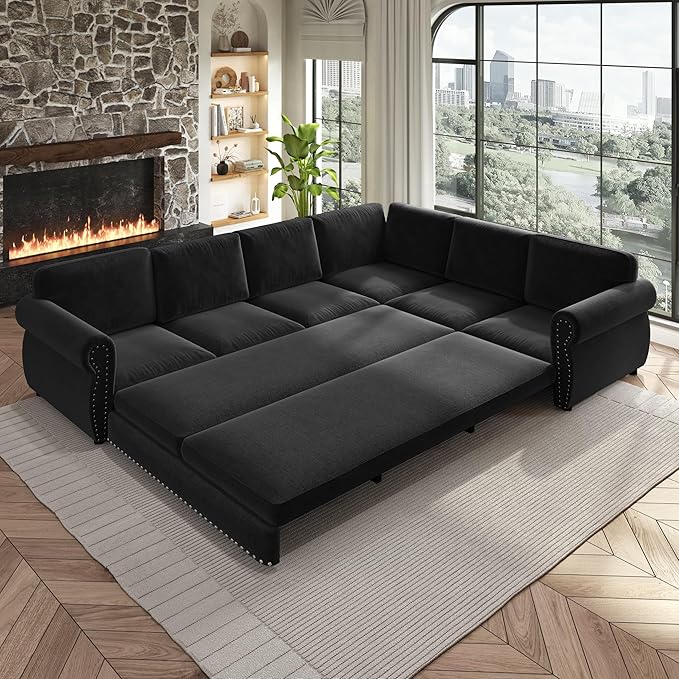 118" L-Shaped Sleeper Couch Bed