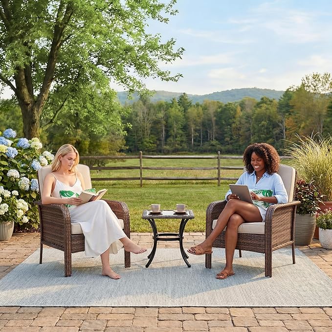 GarveeLife 2-Piece Wicker Chair Set, Comfortable,