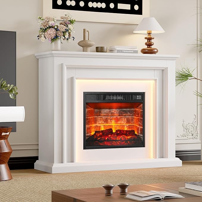 44" LED Lights Electric Fireplace