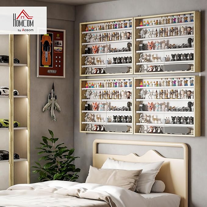 HOMCOM 5-Tier Display Cabinet, Glass Door Cabinet