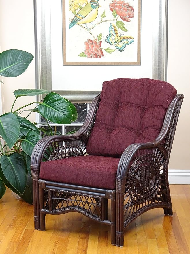 Malibu Lounge Set of 4: 2 Natural Rattan Wicker Chairs, Three-Seater Sofa
