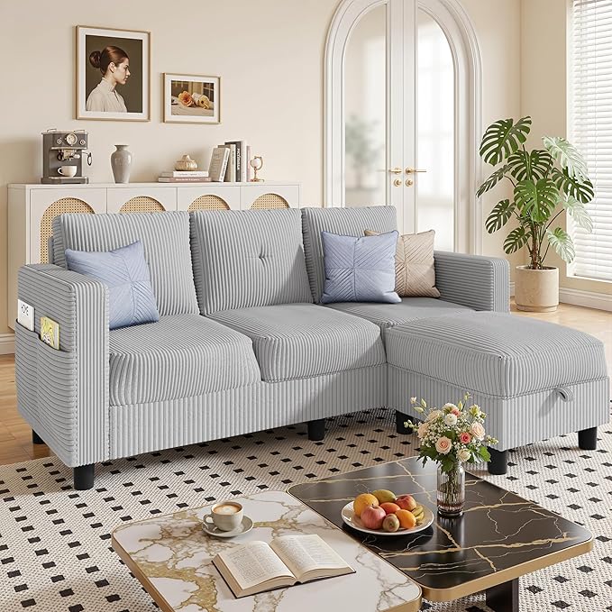JAMFLY Convertible L-Shaped Sectional Sofa
