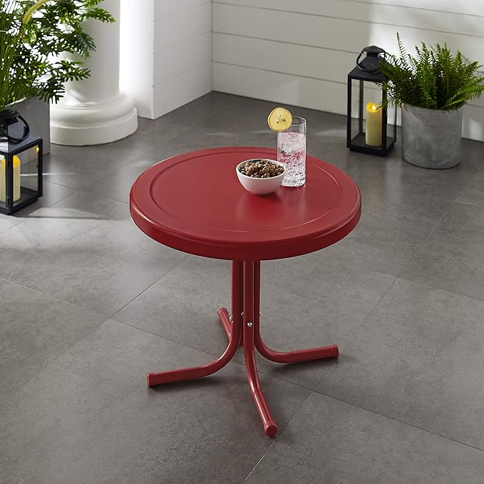 Crosley Furniture Griffith Weather Resistant Retro Metal Outdoor Side Table