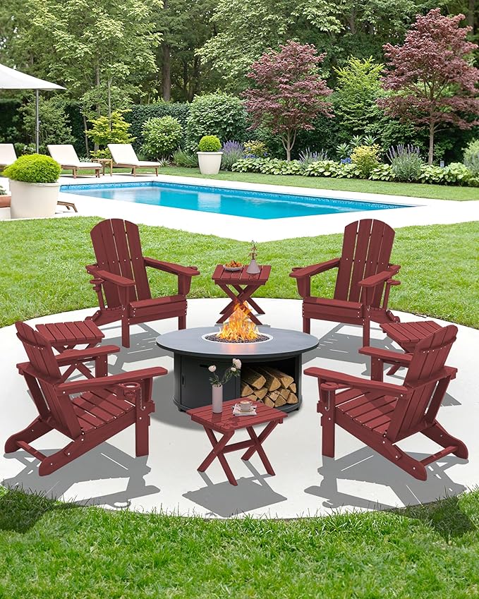 SERWALL Folding Outdoor Side Table Set of 4, Small Adirondack Side Table