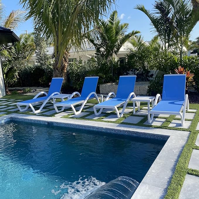 PURPLE LEAF Patio Chaise Lounge Chair Set of 3 Outside Aluminum Plastic