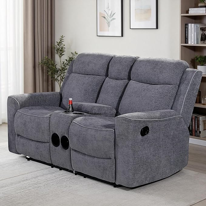 Betsy Furniture Soft Microfiber Manual Reclining Loveseat