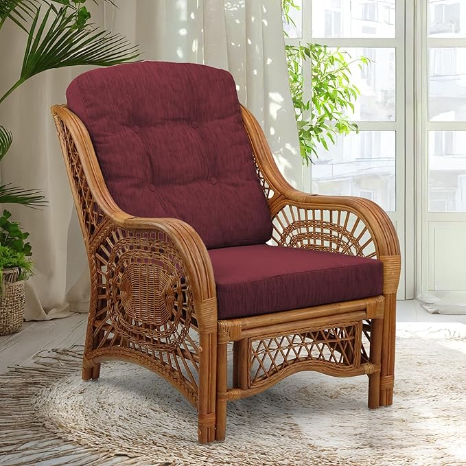 Malibu Lounge Living Accent Armchair Natural Rattan Wicker Handmade Design