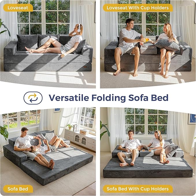 MAXYOYO Convertible Sofa Bed, Folding Sleeper Chair