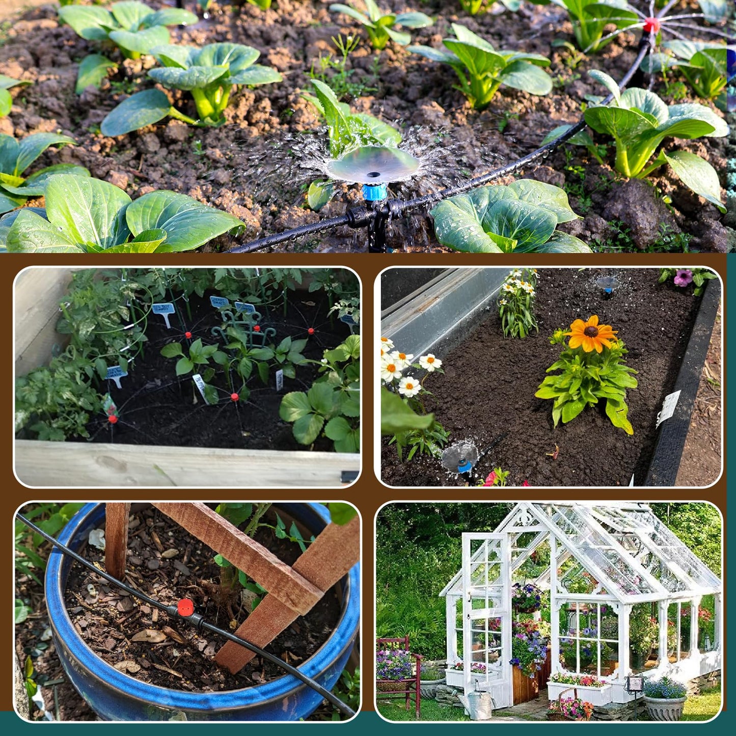 Eledom 55FT Quick-Connect Drip Irrigation Kit, Garden Watering System DIY Automatic Irrigation Equipment Set for Lawn Raised Bed Greenhouse Plant Watering with 1/4'' Tubing, Drip Emitters, Connectors