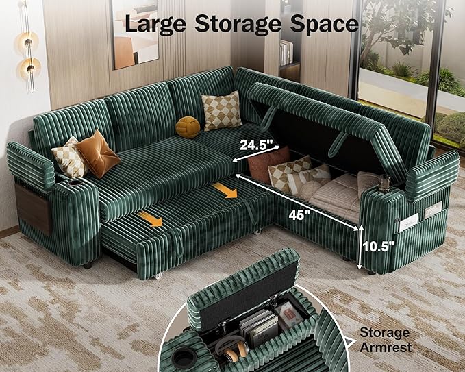 Vipbear 86" Modular Sectional Sleeper Sofa