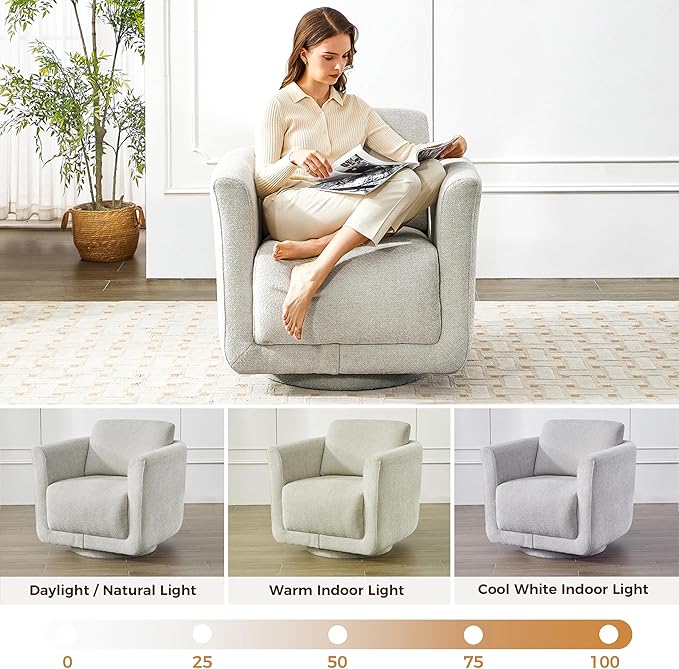 Swivel Accent Chair, 360° Barrel Swivel Lounge Seat