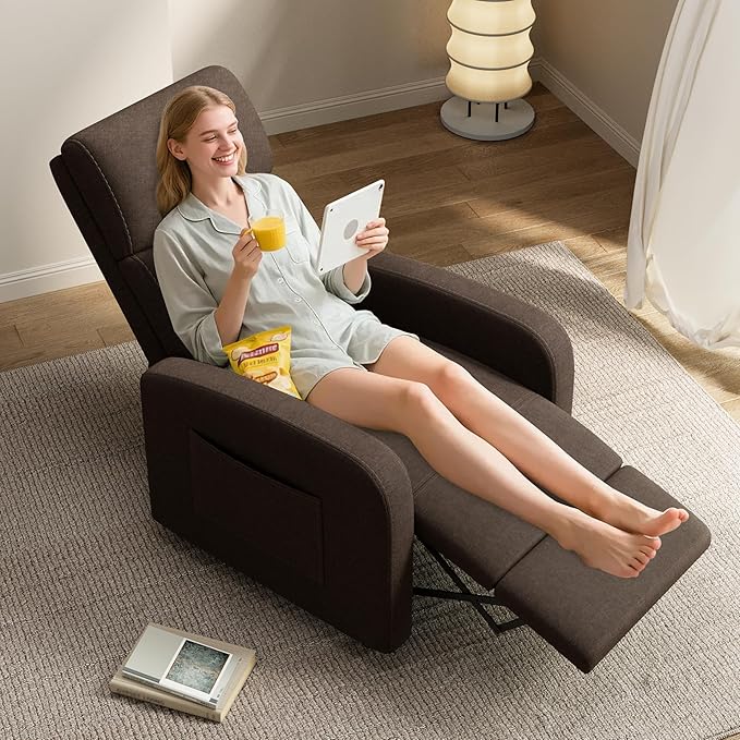 GarveeHome Linen Fabric Manual Recliner Chair,