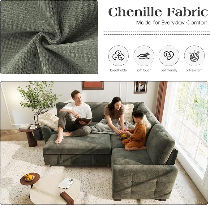 Ihanherry L-Shaped Sectional Sofa Bed