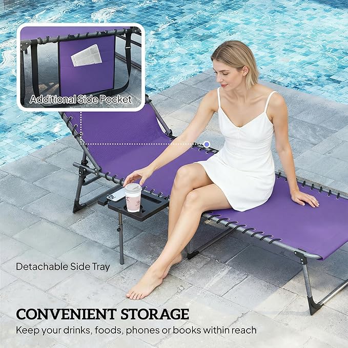 Outsunny Folding Chaise Lounge Chair Outdoor Tanning Chair